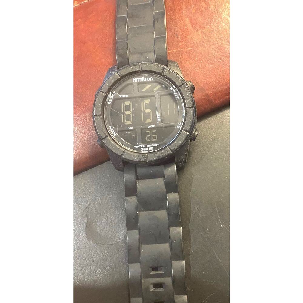 46mm Armitron All-Sport Watch, Black Acrylic Cas and Poly Band